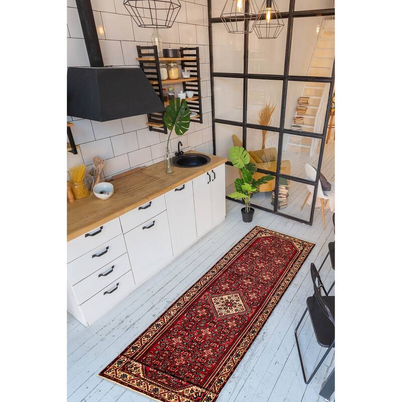 ECARPETGALLERY Hand-knotted Andelz Red Wool Rug - 3'8 x 13'2