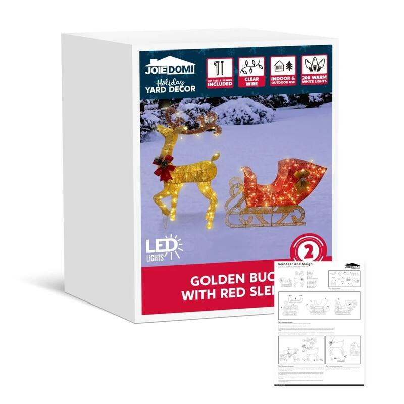 Lighted Reindeer and Sleigh Christmas Decoration