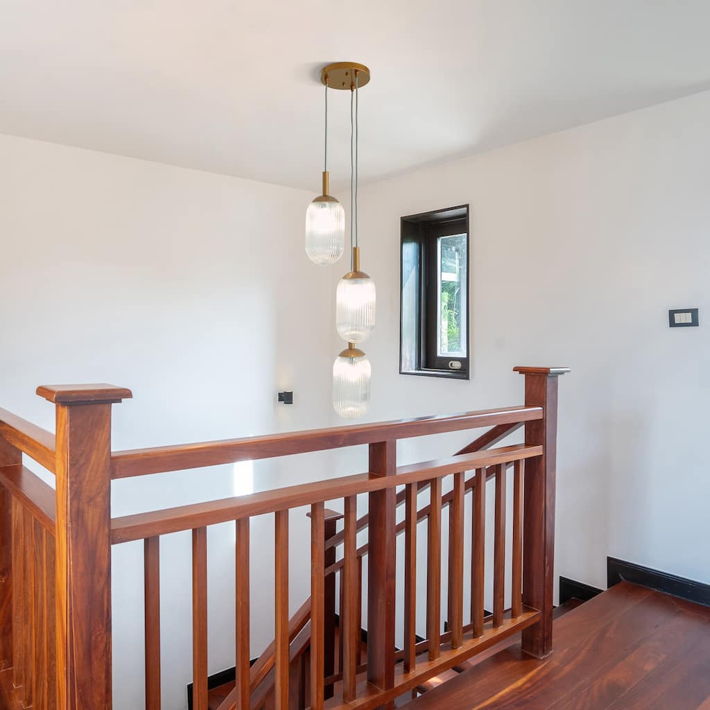 Flora Gold Triple Pendant Light with Ribbed Glass