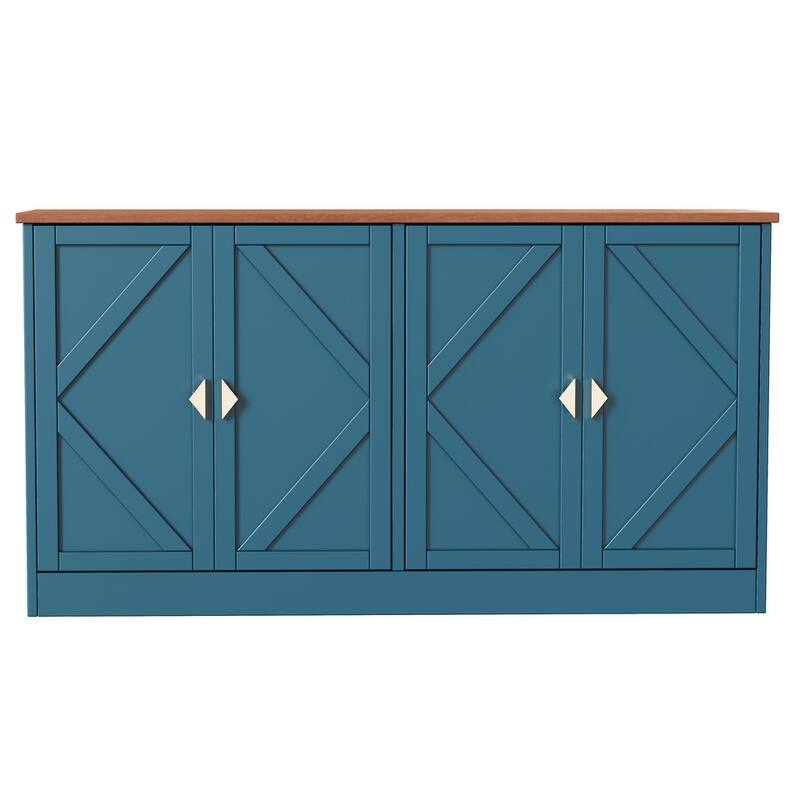 4 Doors Modern Storage Cabinet with Line Design