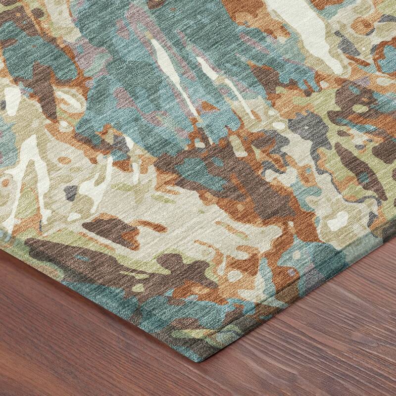 Machine Washable Indoor/ Outdoor Brushstrokes Chantille Rug