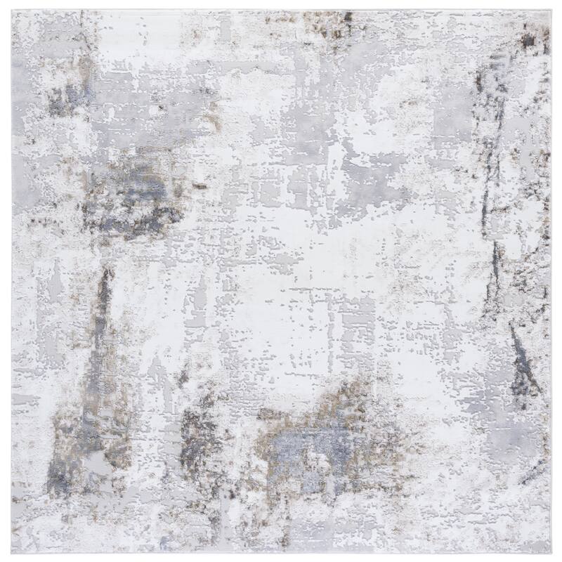 SAFAVIEH Slate Jelline Modern Abstract Rug - Grey/Ivory Brown - 6'7" Square