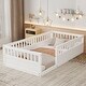 preview thumbnail 2 of 10, White Twin Size Pine Floor Bed Frame with Fence