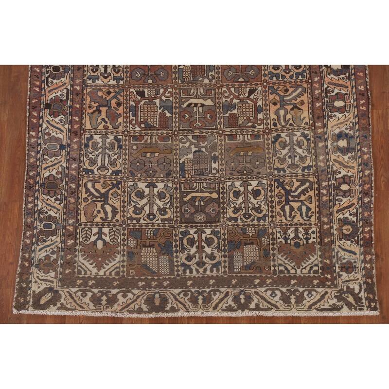 Garden Design Bakhtiari Persian Vintage Rug Hand-knotted Wool Carpet - 5'4" x 9'6"