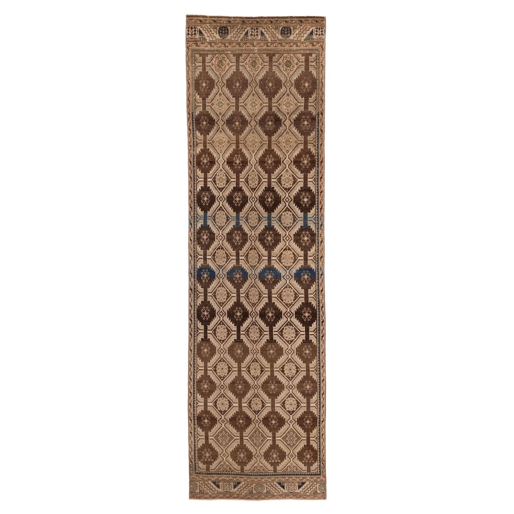 ECARPETGALLERY Hand-knotted Antalya Vintage Brown Wool Rug - 2'7 x 10'1