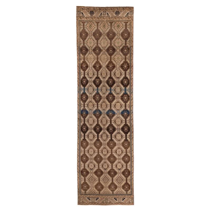 ECARPETGALLERY Hand-knotted Antalya Vintage Brown Wool Rug - 2'7 x 10'1