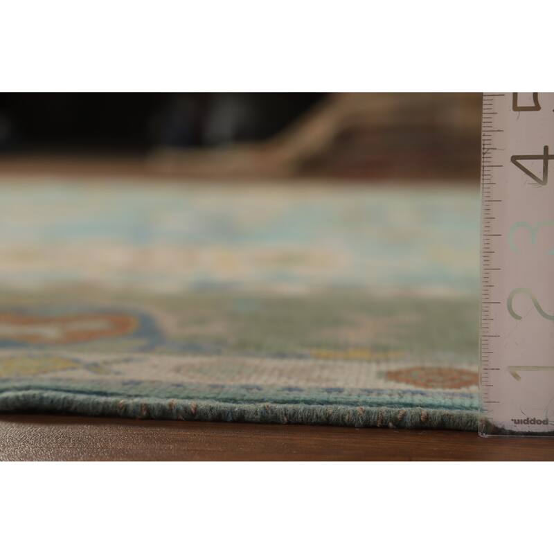 Hand Knotted Oriental 100% Wool Carpet Transitional All-Over Navy Blue & Blues Oushak Area Rug - 10' 0'' X 8' 4''