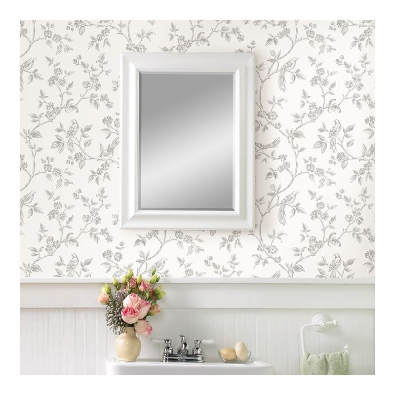 Advantage Aaron White Bird Trail Wallpaper - 20.5 x 396 x 0.025