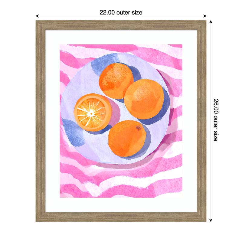 Orangen auf Teller by Ohkimiko Wood Framed Wall Art Print