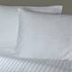 400 TC 100pct Cotton Sateen Striped White Pair of Queen Flat Sheets ...