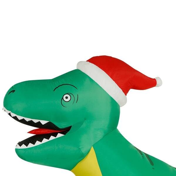 Shop Holidayana 8 Ft Inflatable Christmas T Rex Outdoor Decoration With Led Lights Fan And Stakes Overstock 29761565