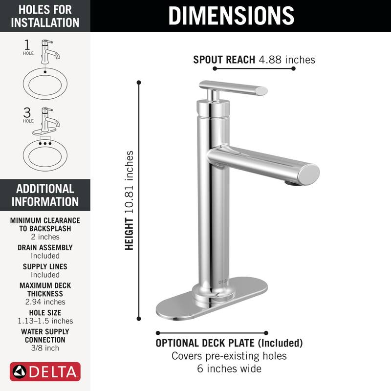 Delta 5442-MPU-DST Altado 1.2 GPM Single Hole Bathroom Faucet with
