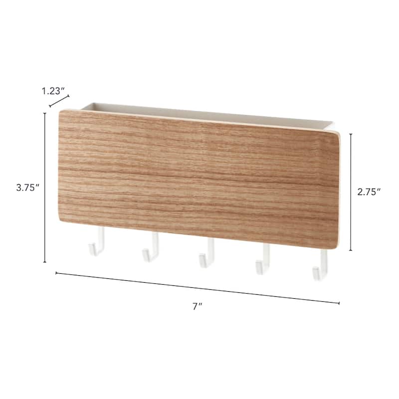 Yamazaki Home Magnetic Key Rack, Steel and Wood, Holds 2 lbs - L 1.18 x W 7.09 x H 3.74 inches