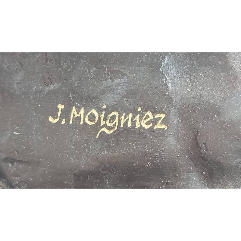 Bronze Sculpture Statue Of Bald Eagle By Moigniez Marble Base Outdoor 14 Inches X 15 Inches