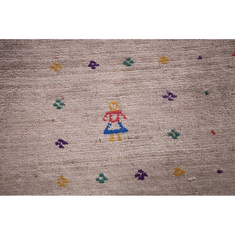 Gabbeh Indian Area Rug Hand-Knotted Beige Wool Carpet - 4'9"x 7'9"