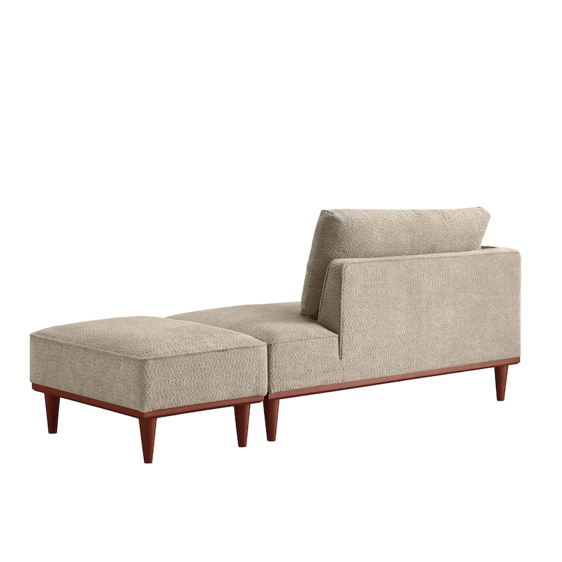 Upholstered Chaise Lounge and Stool for Living Room Bedroom, Quick assembly and maintenance Round wooden legs