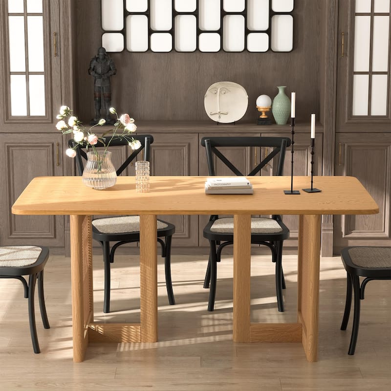 Wooakway Solid Wood 67'' Square Dining Table for 6 People Nordic style