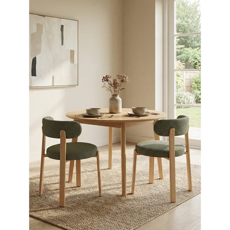 Upholstered Curved Back Wood-look Metal Frame 2pc Dining Chairs - N/A - Spring Green