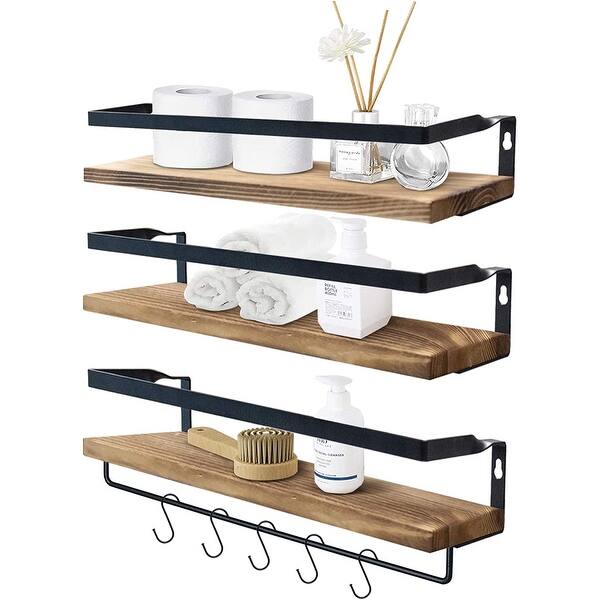 slide 1 of 17, Floating Shelves with Towel Bar Wall Mounted 3pcs Yellow