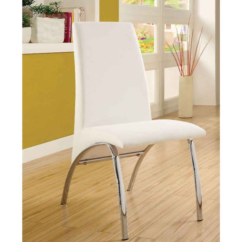 2PCS Leatherette Upholstered Side Chairs with Chrome Legs