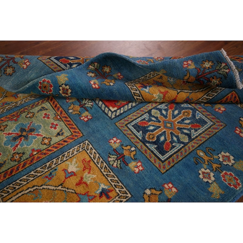 Garden Design Kazak Oriental Accent Rug Hand-Knotted Wool Carpet - 3'8" x 4'11"