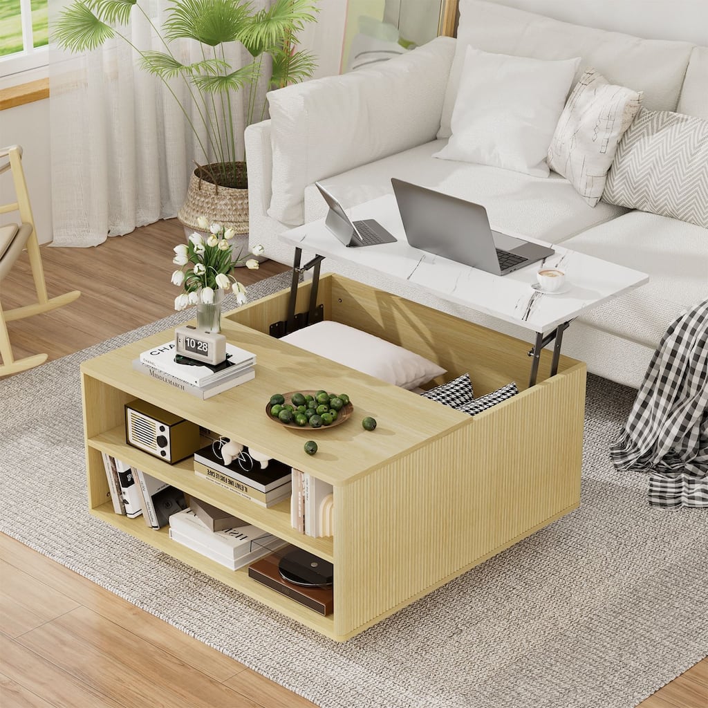 Meyreso Lift Top Coffee Table with Storage,Multi-Functional Center Table for Living Room