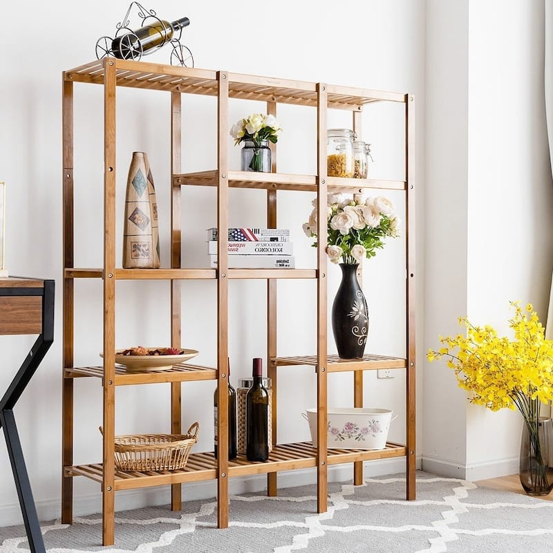 Eco-Friendly Bamboo 4-Shelf Bookcase Storage Rack - 45.5" x 12.5" x 55.5" (L x W x H)