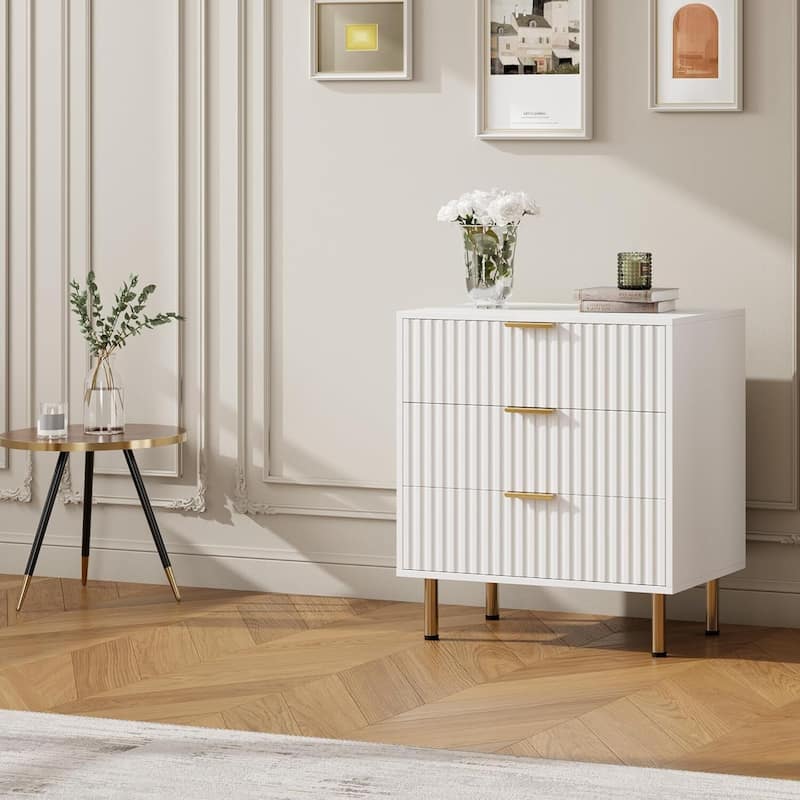 3 Drawer Dresser for Bedroom, Modern Wood Storage Dresser Organizer for Hallway, Entryway
