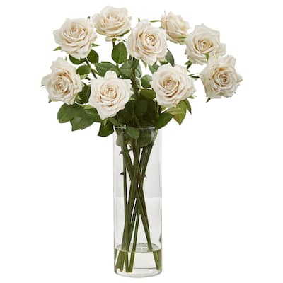 Rose Artificial Arrangement in Cylinder Vase - 19