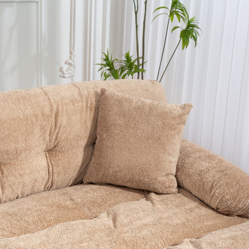 120.87" Chenille L-Shaped Sectional Sofa with Reversible Design, and 3-Seat Sleeper & Ottoman - Dual-Layer Cushion