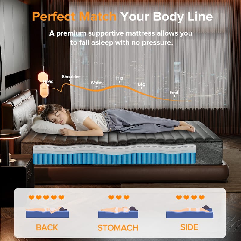IFLUOUS 8/12 in. Medium Firm Gel-infused Memory Foam Hybrid Mattress Cooling and Breathable with CertiPUR-US, SGS and OEKO-TEX