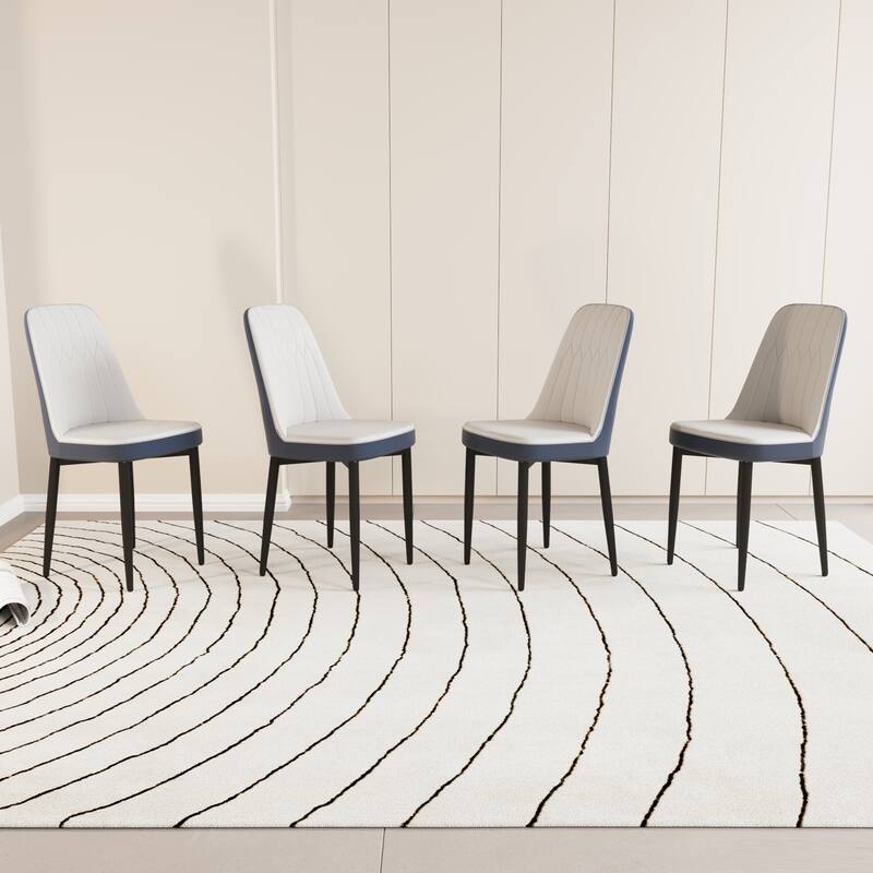 Dining Chairs Set of 4, Faux Leather Upholstered Dining Chairs with Metal Legs for Kitchen/Living Room/Restaurant