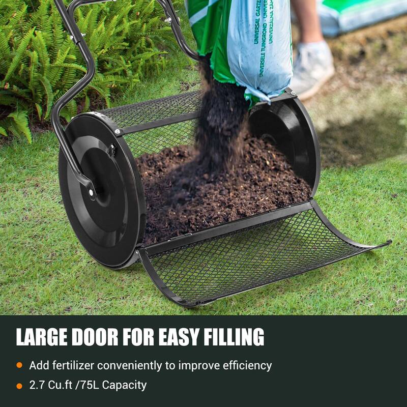Costway 24" Peat Moss Spreader Compost Spreader with Upgrade Side - See Details