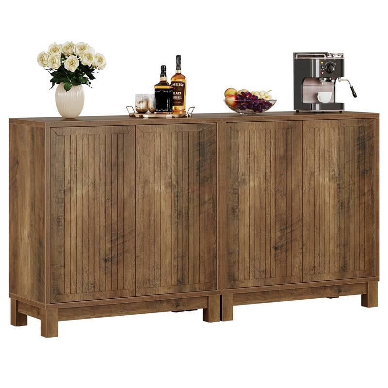 Wood Sideboard Buffet Cabinet, Coffee Bar Media TV Console Storage Cabinet for Living Room Dining Room Hallway