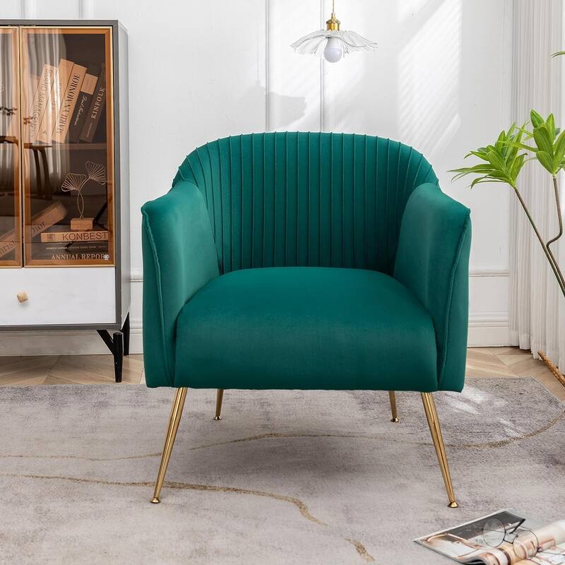 Contemporary Velvet Accent Chairs - Green