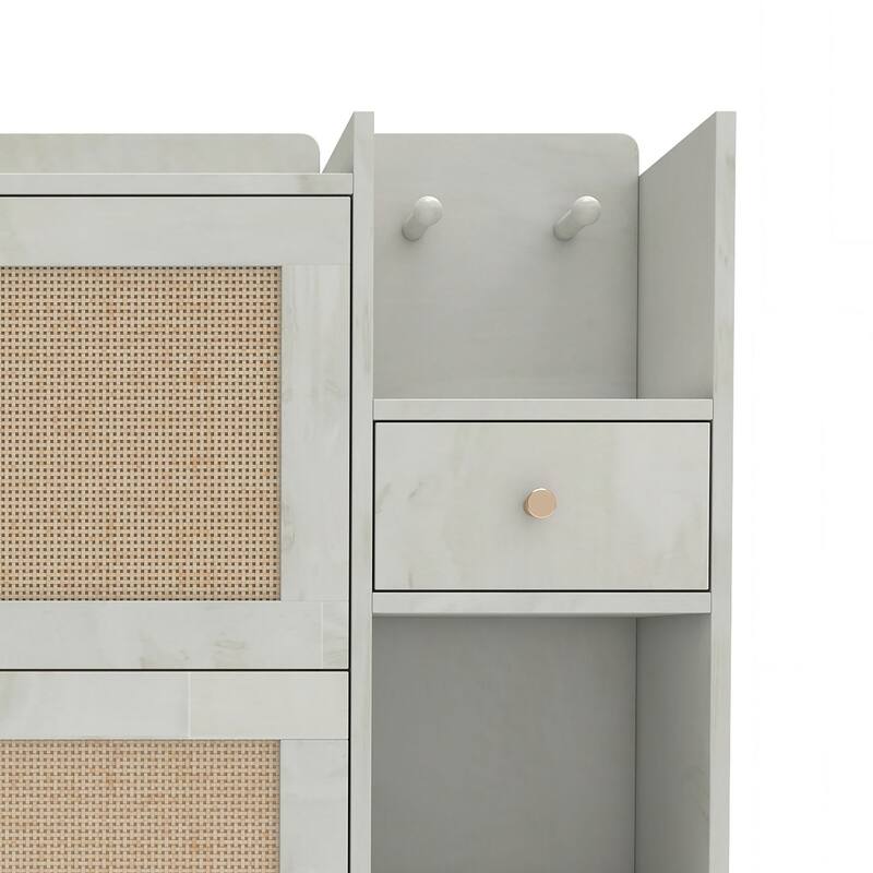 Classes Farmhouse Wood Shoe Organizer Storage Cabinet with Breathable Mesh Holes