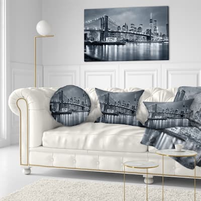 Panorama New York City at Night - Cityscape Canvas print - Blue