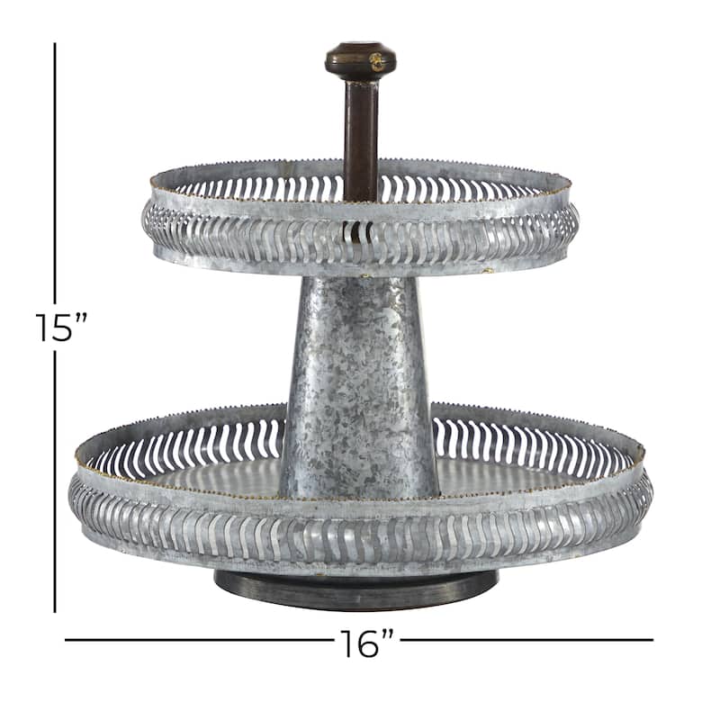 Metal Tiered Server - Silver - Roche River Decor