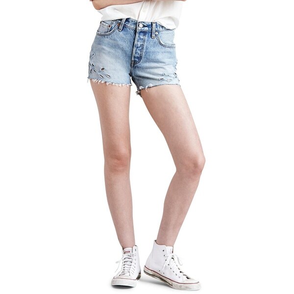 levi's frayed denim shorts