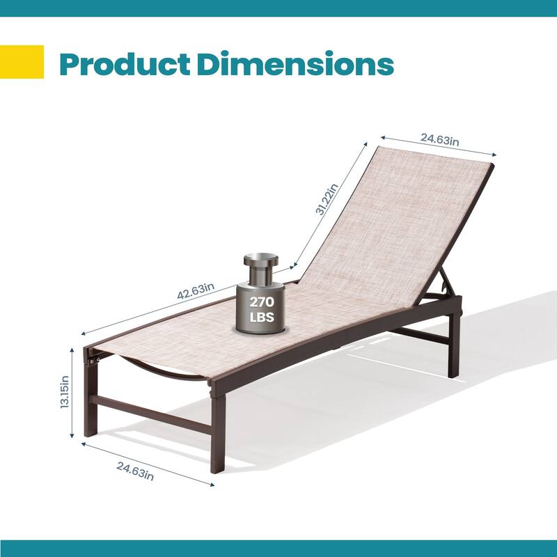 Pellebant Outdoor Adjustable Aluminum Chaise Lounge Chairs (Set of 4) - 23.43 " W x 42.63" D x 13.15" H