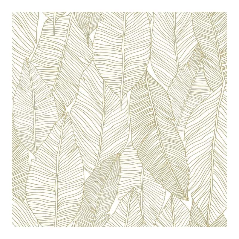 ESTA Home Canales White Gold Inked Leaves Wallpaper - 20.9 x 396 x 0.025