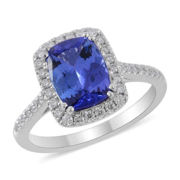 Shop AAA Blue Tanzanite Diamond Wedding Ring White Gold