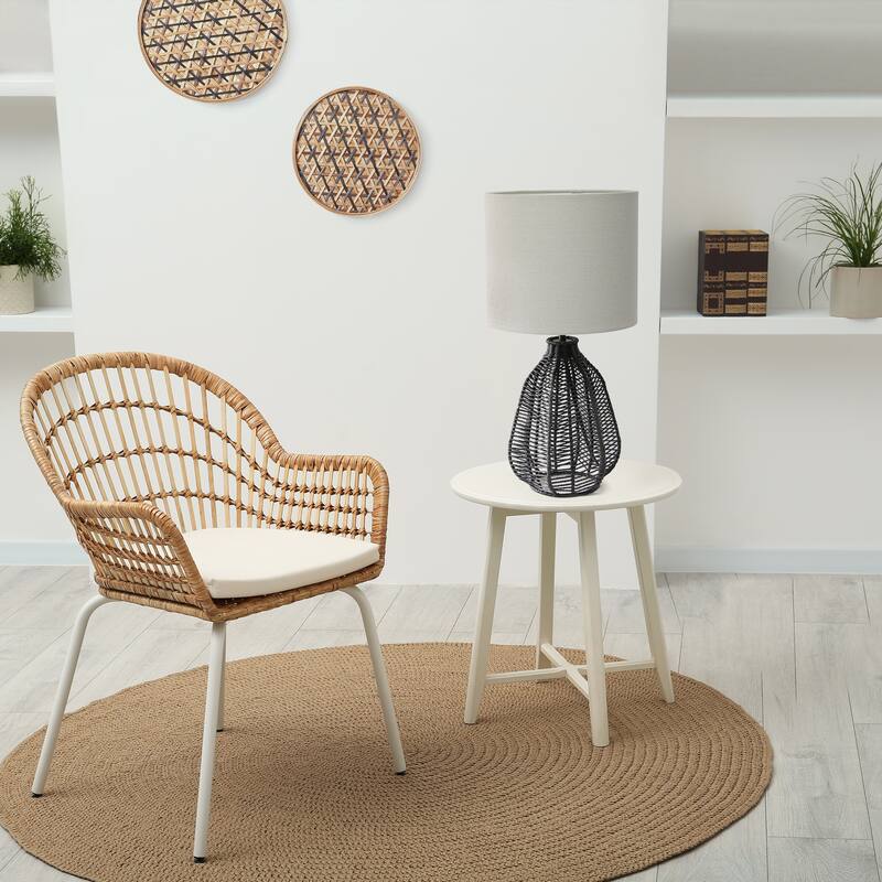 21 in. Coastal Paper Rope Rattan Table Lamp