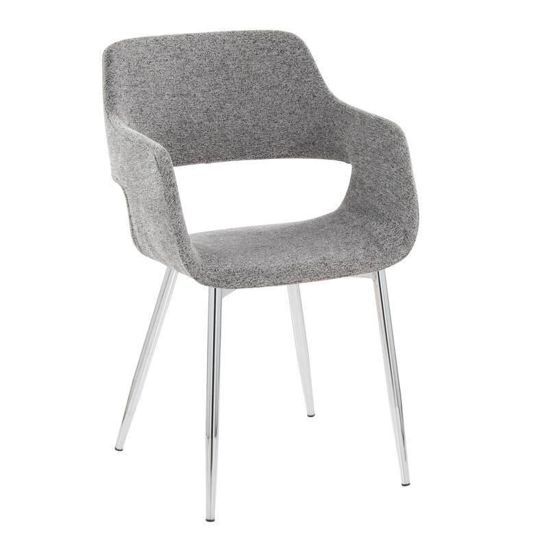Porch & Den Vallen Dining Chair with Metal Legs (Set of 2) - Grey Fabric/Chrome Metal
