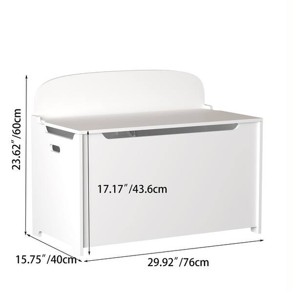 Colorful Large Kids Wooden Toy Box / Bench with Safety Hinged Lid for