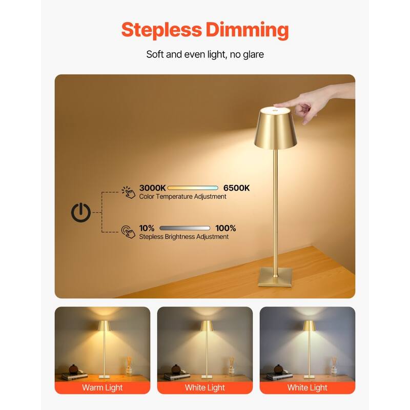 2 Pack Adjustable Cordless Lamp with Rechargeable Battery and USB