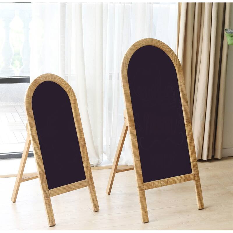 Roussilon Curved Rattan Wrapped Standing Chalkboard