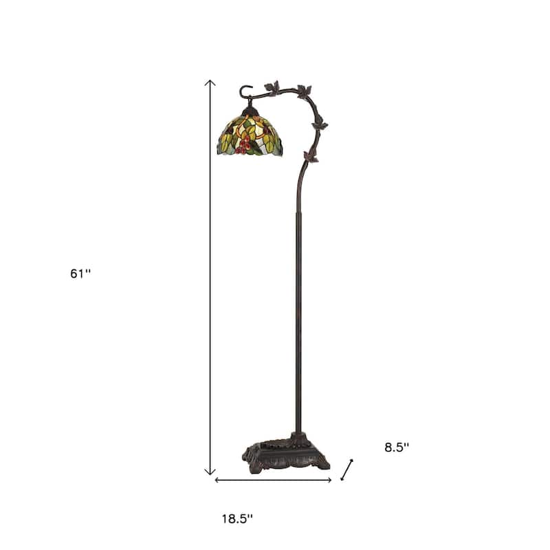 HomeRoots 61" Bronze Traditional Shaped Floor Lamp With Green Yellow Dome Shade - 18.5