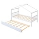 preview thumbnail 10 of 10, Twin Imaginative House Daybed with Headboard for Kids Girls Boys, Wooden Storage Platform Bedframe with Trundle & Sky Roof,White