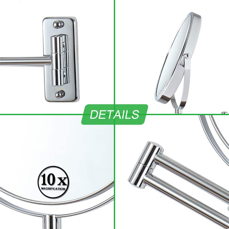 Makeup Mirror 10x Magnification, Double-Sided Swivel Mirror Wall Mount
